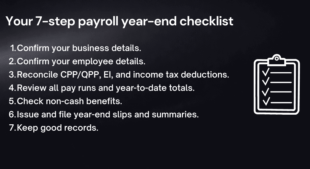 Canadian payroll year-end checklist