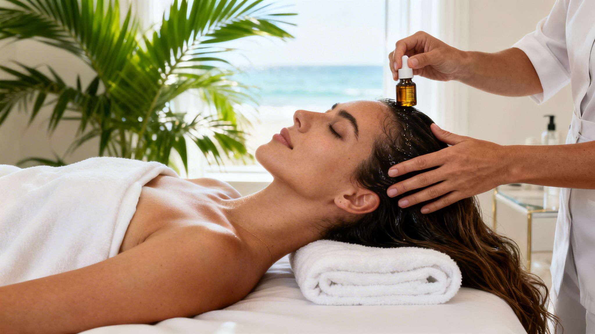 Woman receiving ahead massage