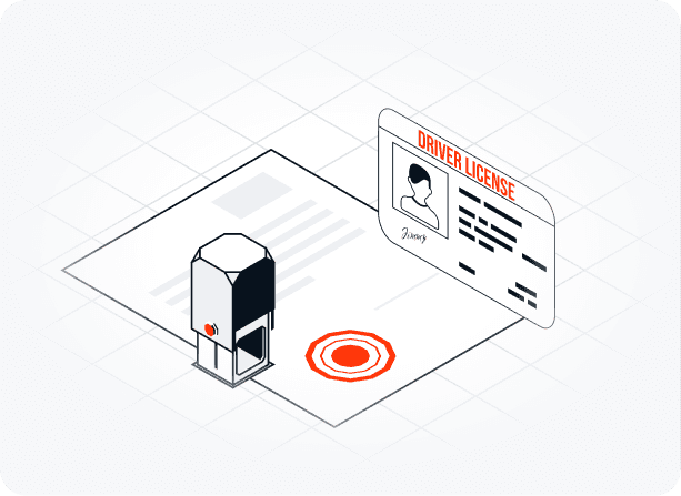 Illustrated visual showcasing shipment documentation verification, including a driver’s license and stamped freight paperwork for secure shippers services.