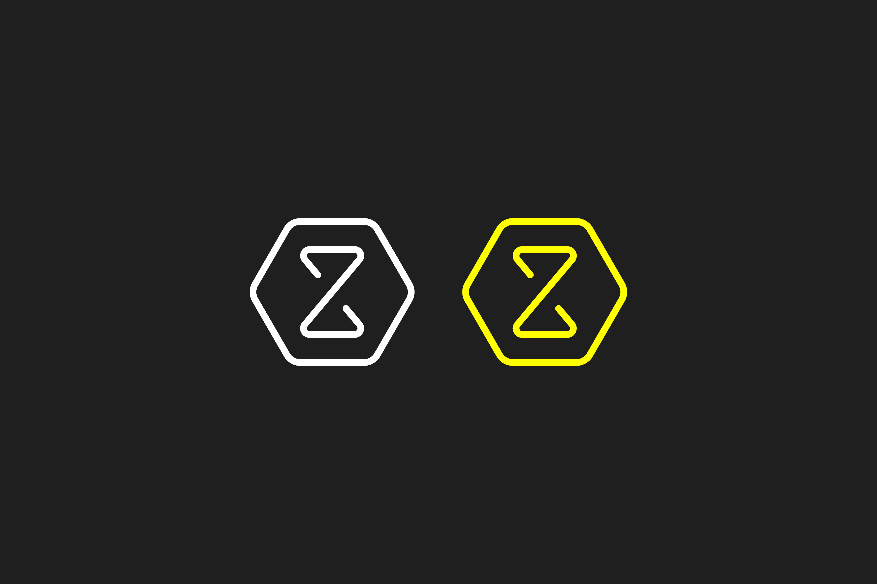 White and yellow hexagons with stylized Zs