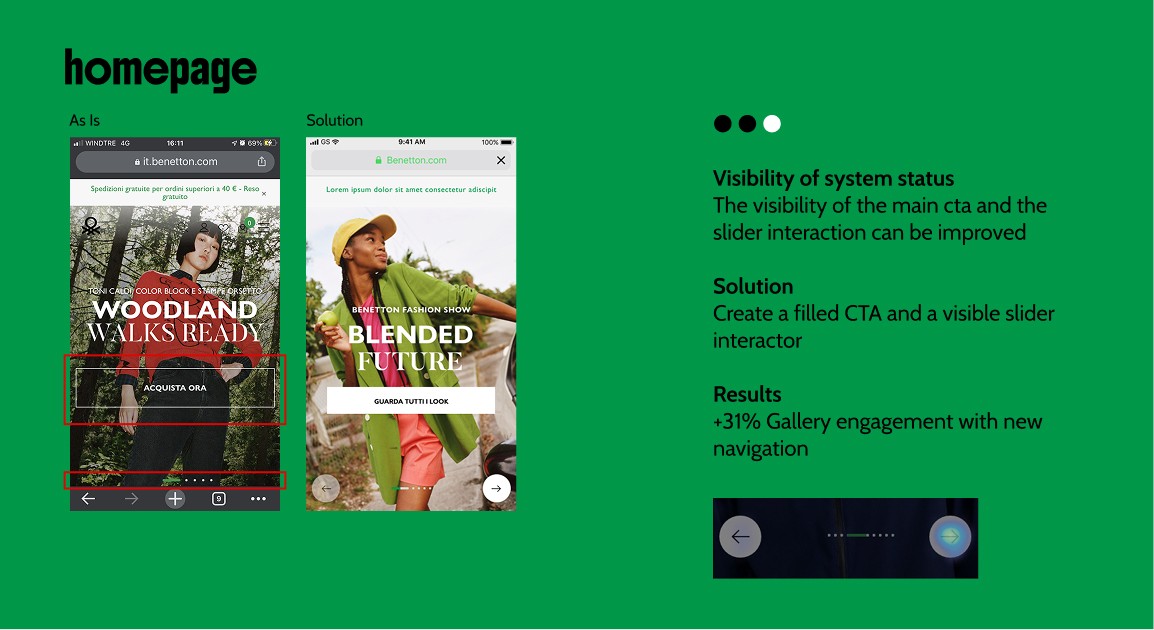 screenshot of befor and after home page hero banner