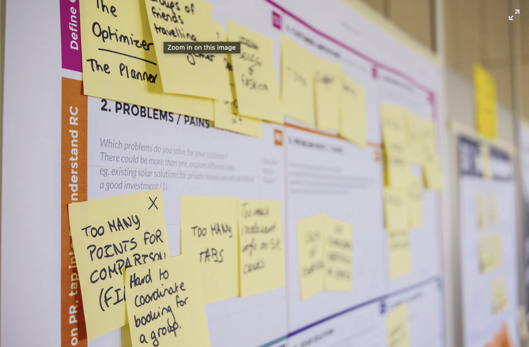 sticky notes on a board