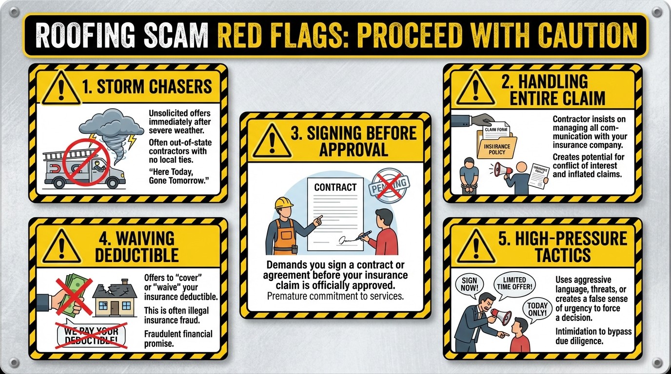 Roofing scam warning signs to avoid during insurance claim process