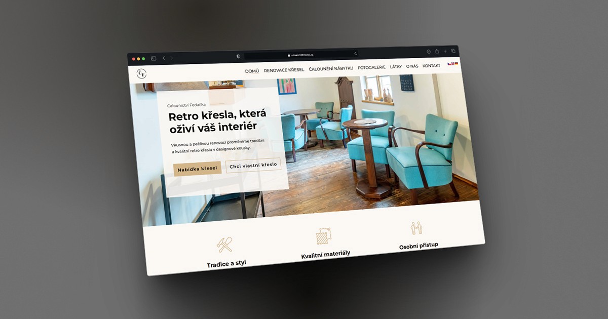 Tereza Hercíková - web pro Čalounictví Fedačka