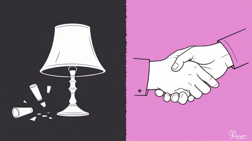Image depicting a guest speaking with a hotel manager, symbolizing the problem-resolution process in a hotel setting.