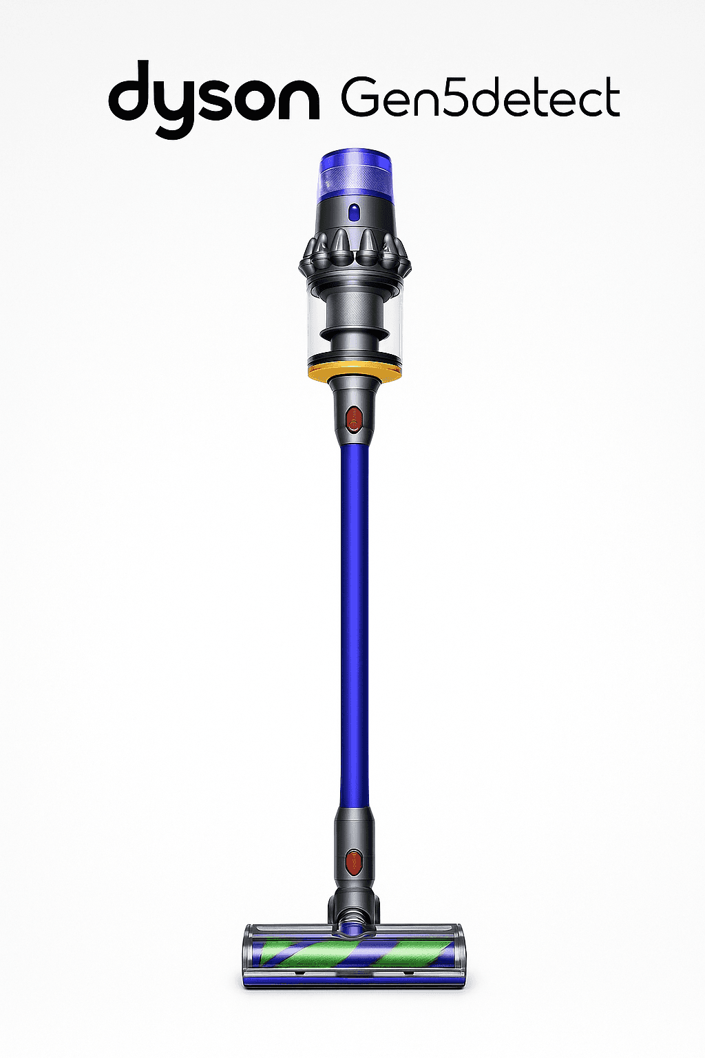 Dyson Gen5detect cordless stick vacuum featuring advanced HEPA filtration and compact design on a clean white background.