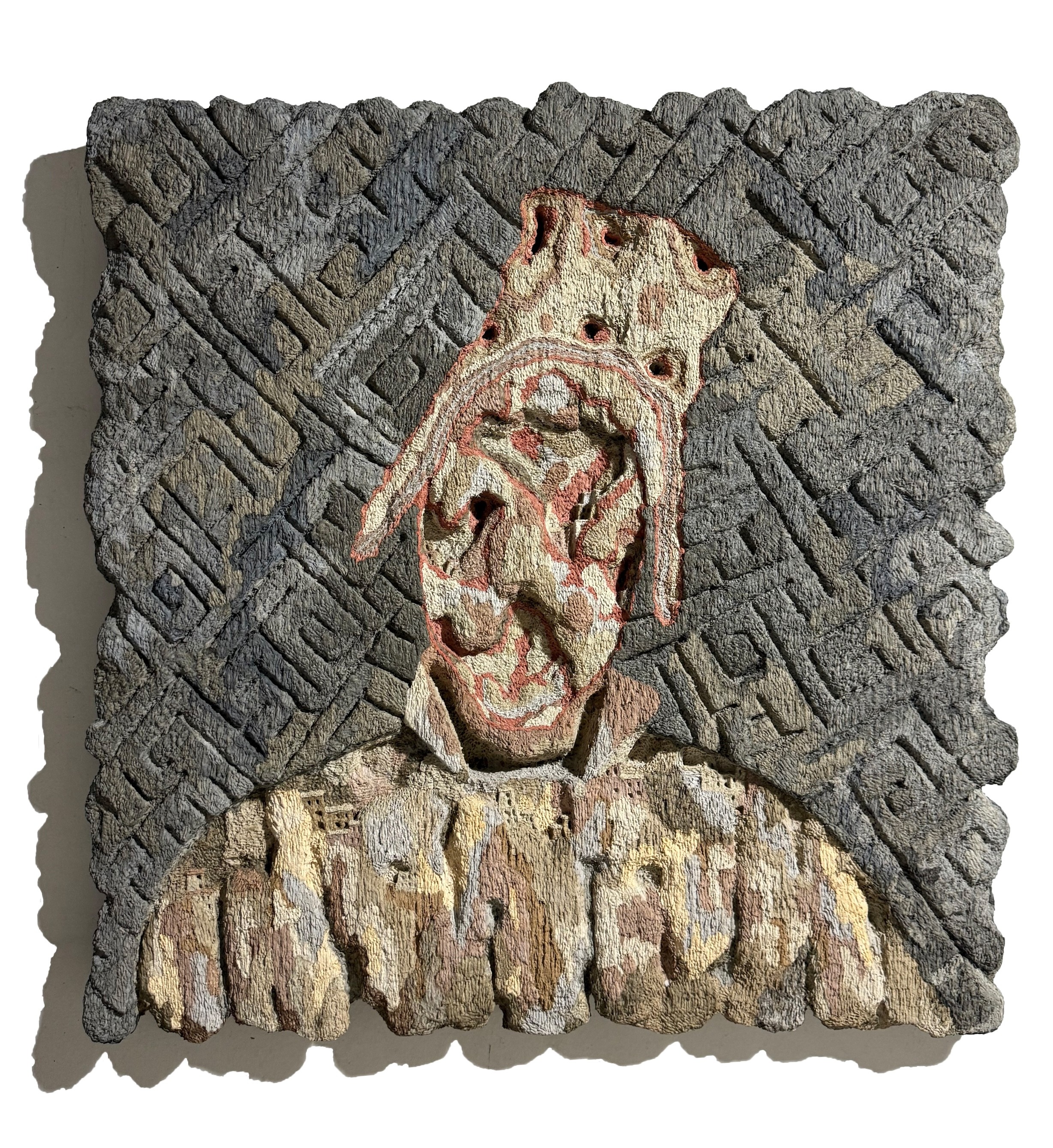 herd of sheep on road painting