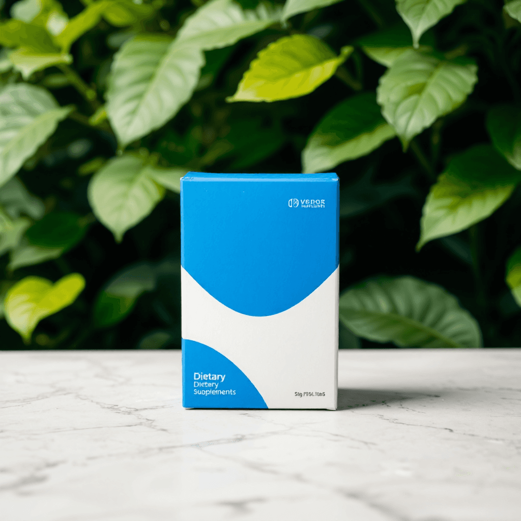 product photography of a box of dietary supplements containing lutein and zeaxanthin
