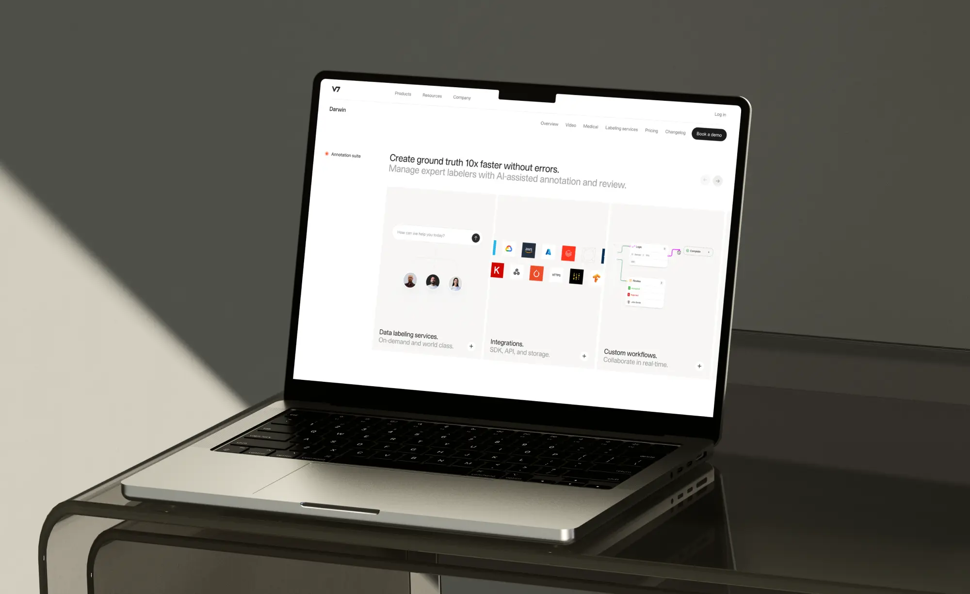 A screenshot of the Darwin landing page from V7 Labs