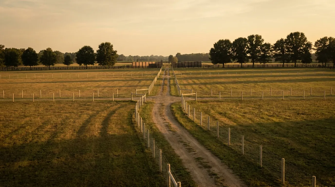 A sunlit field with a dirt path, symbolizing RockN' Socials Digital Marketing.