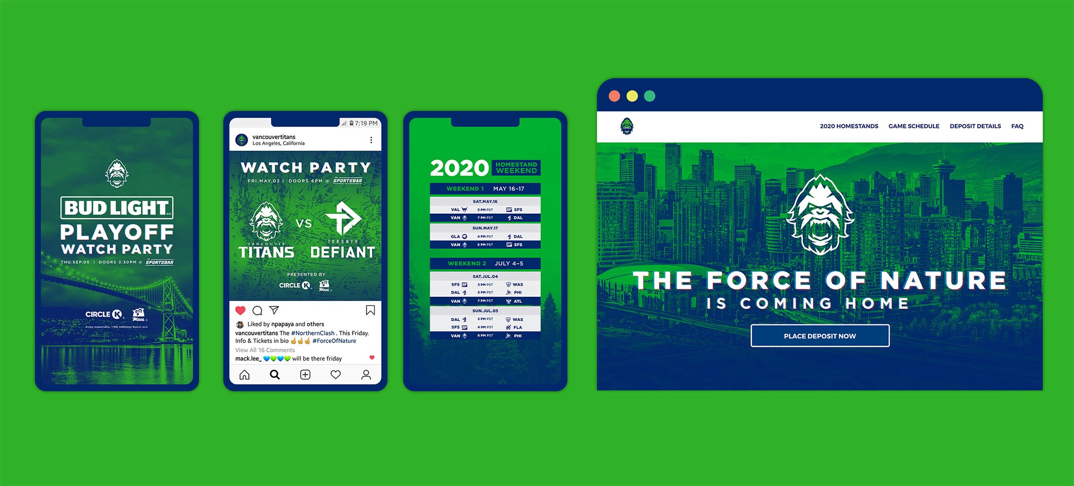 Social media content done for the Titans Watch Party and 2020 Homestand digital ads.