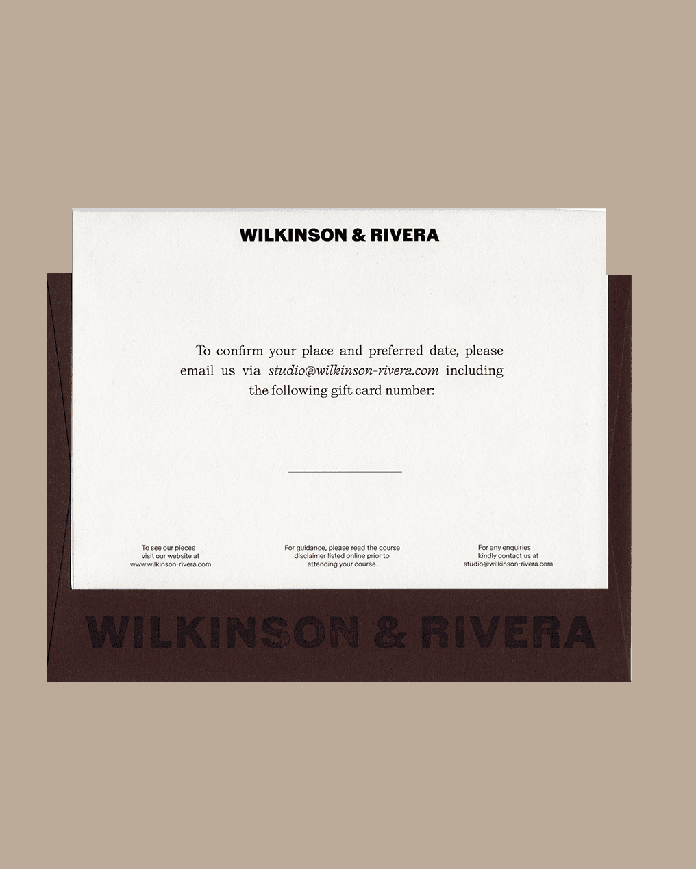 An invitation to Wilkinson & Rivera course with directions on how to confirm your placement