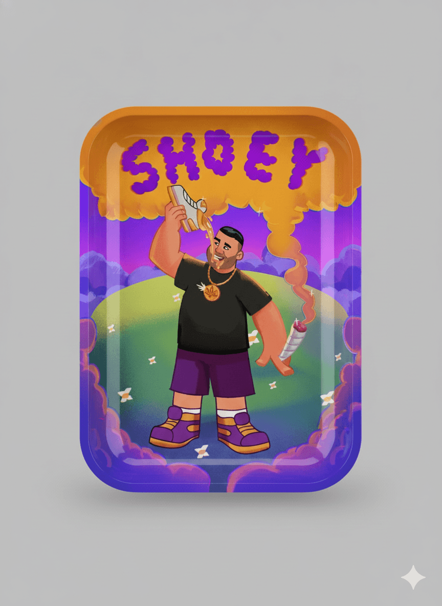 Stylized illustration of the BamBam Budz character standing in a colorful environment making a hand gesture.