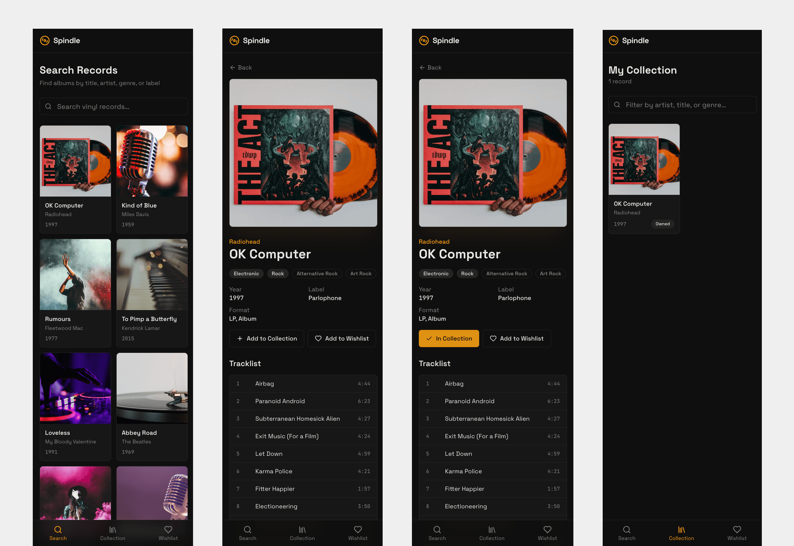 Screenshot of initial user flow built out in loveable (mobile version).