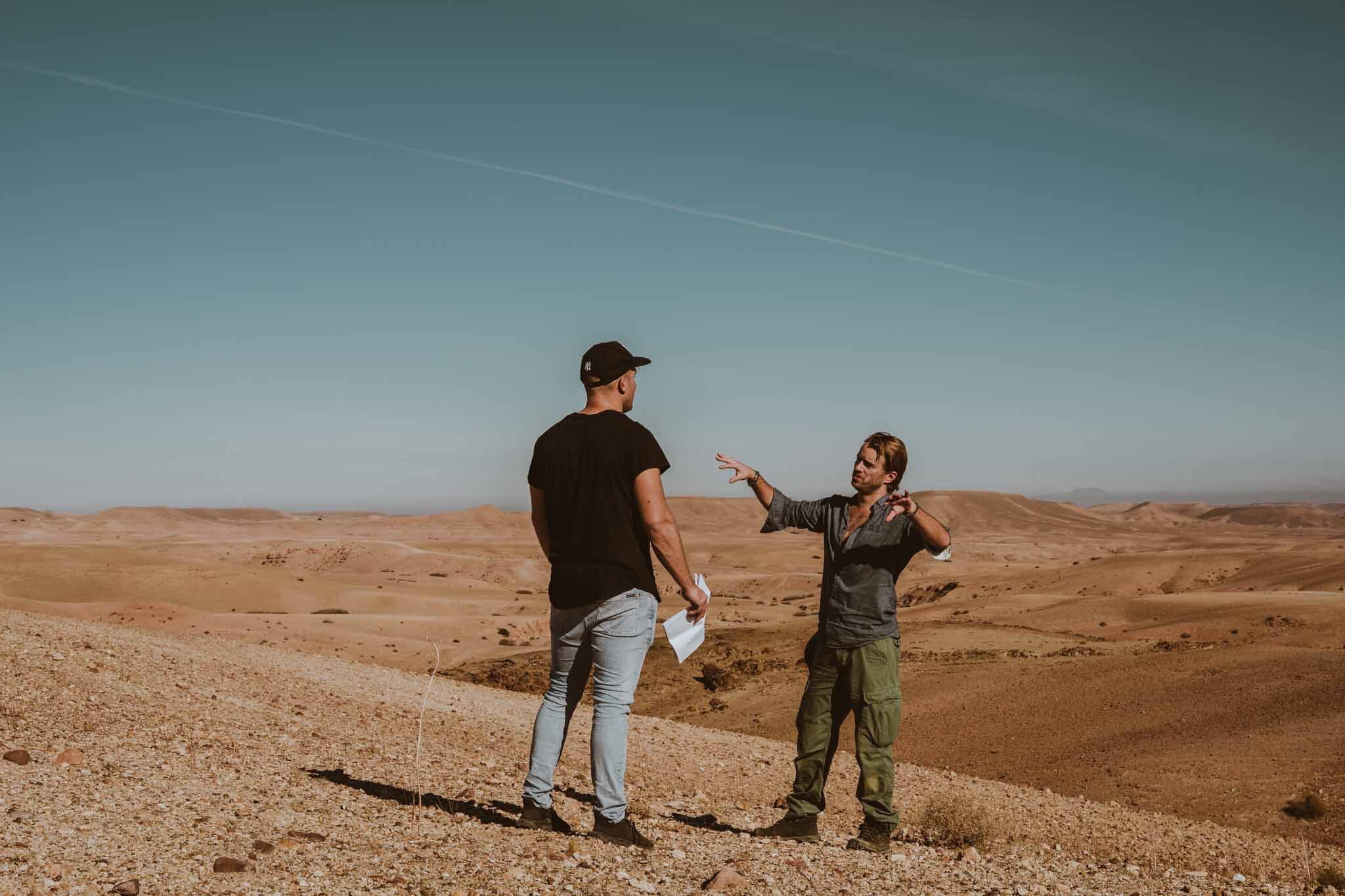 film crew in desert