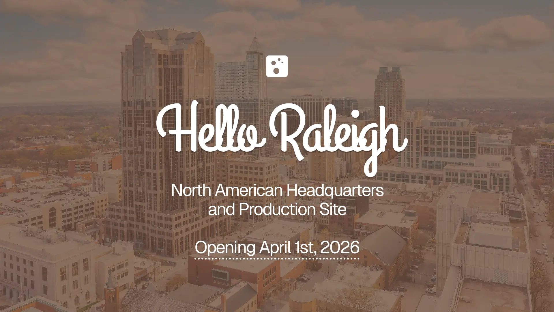 ESSERT Robotics "Hello Raleigh" announcement graphic showing the Raleigh, NC skyline with the text: Hello Raleigh - North American Headquarters and Production Site - Opening April 1st, 2026.