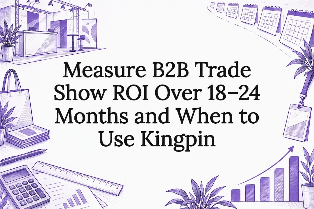 Decorative trade show ROI title card illustration
