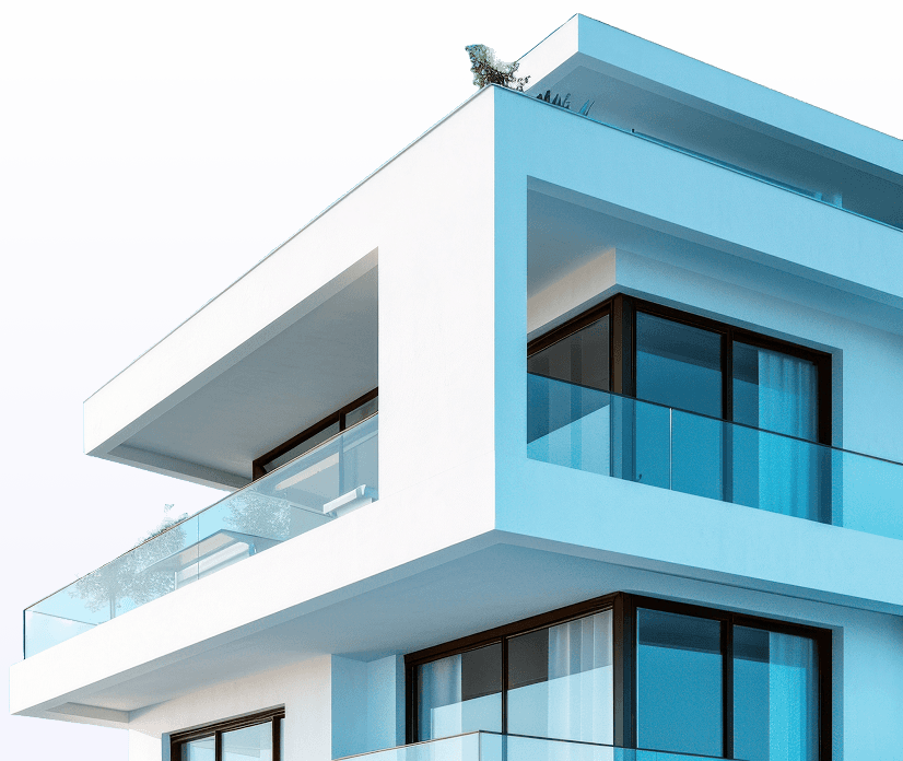Modern white office building exterior.