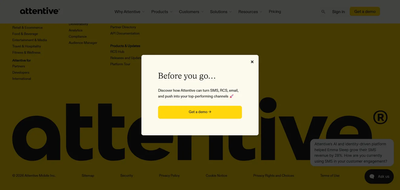 attentive-exit-intent