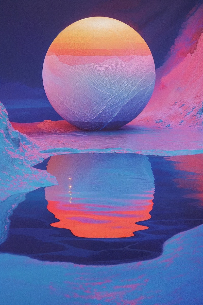 Orange spheres float on a gradient background.