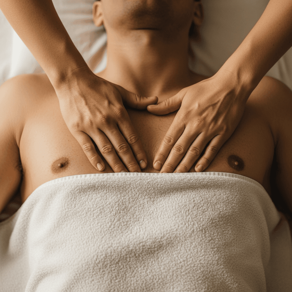 two people looking at a tablet and smiling