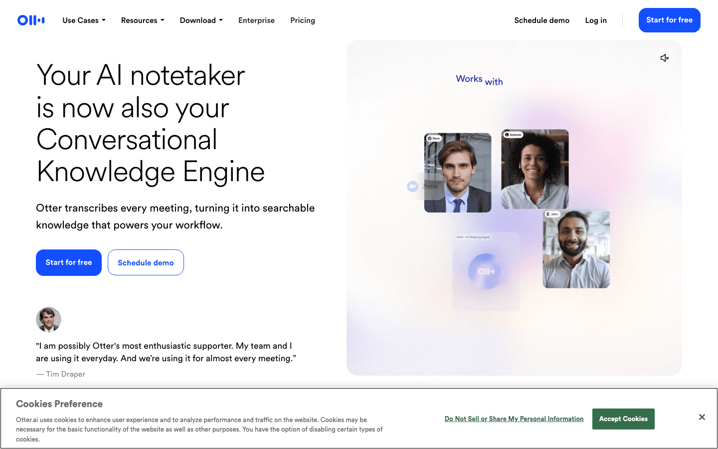 Otter.ai website - AI meeting transcription