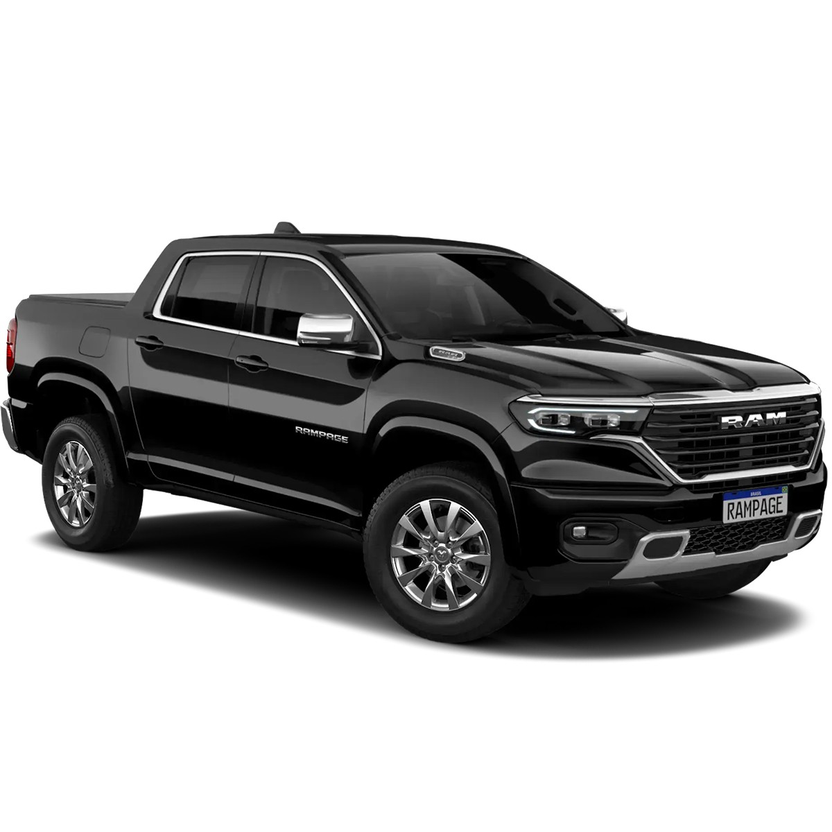 Picape Ram Rampage preta, simbolizando força e versatilidade que podem ser conquistadas com planejamento através do consórcio Klubi