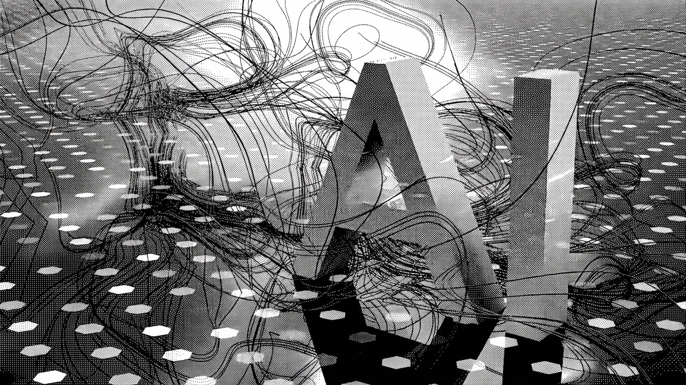 A collage of multiple app icons and AI tools on a colorful digital screen