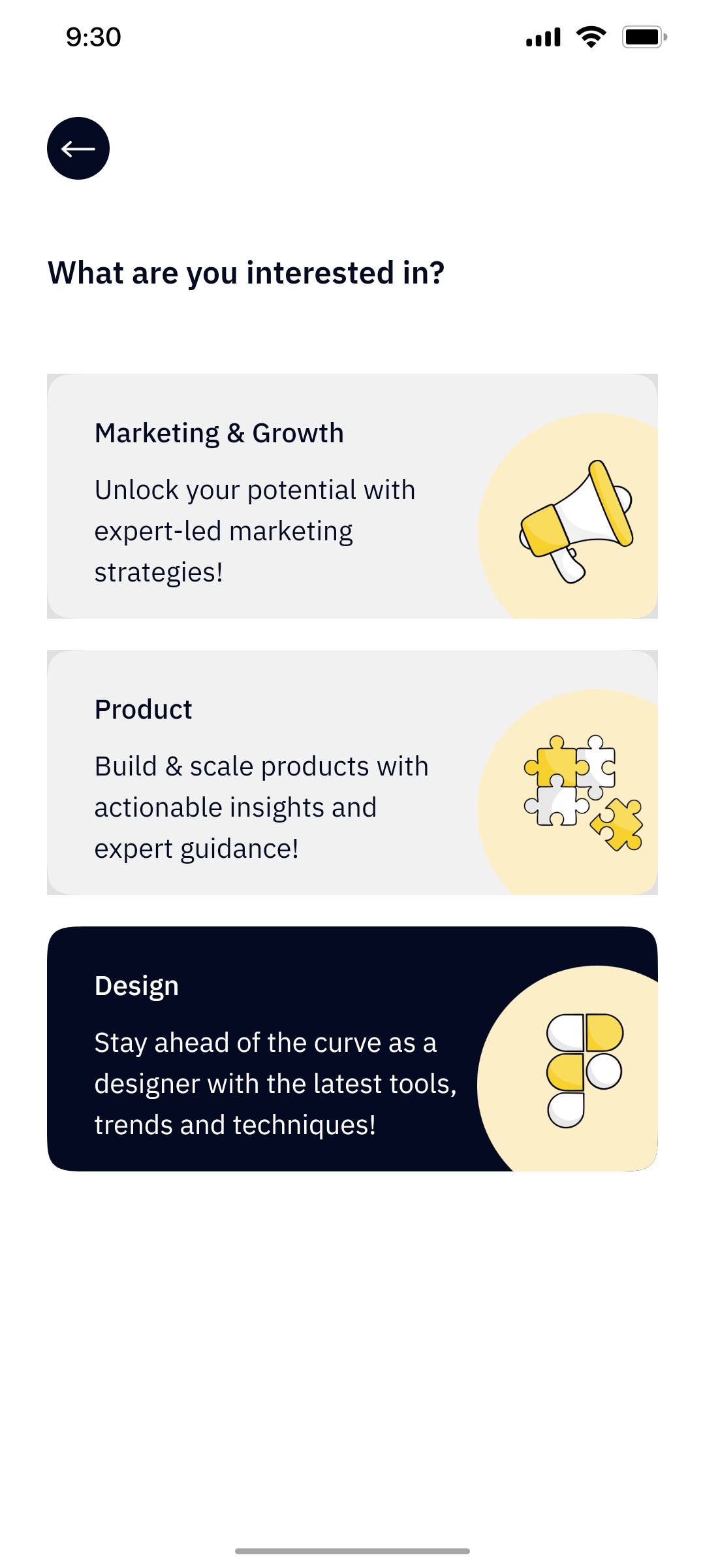 Outskill What you are intested screen