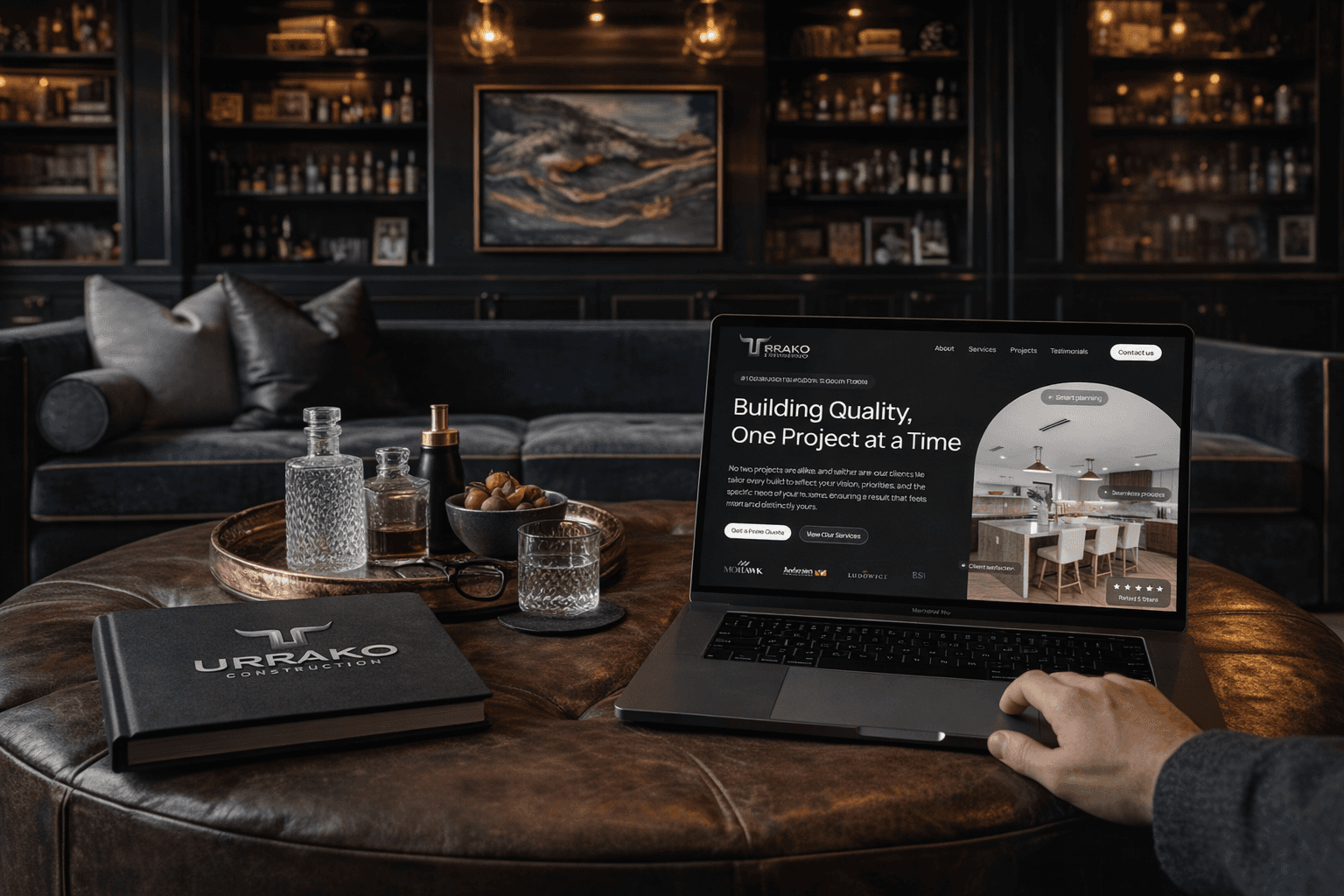 Modern lounge area with comfortable seating and plants.