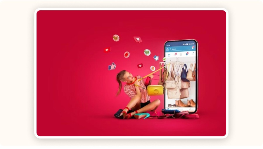 Woman shopping through a smartphone