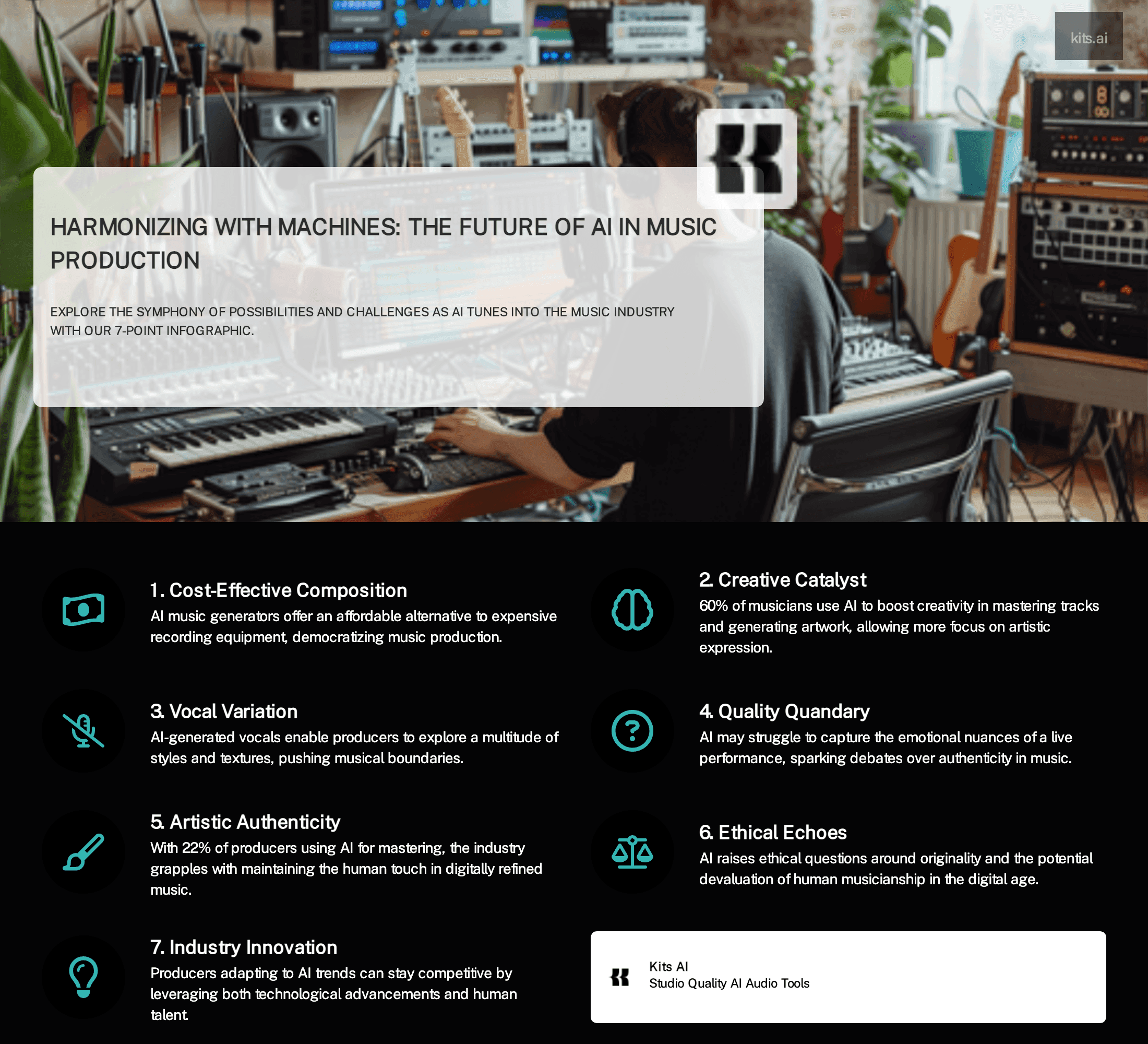 Graphic depicting the positive aspects of AI tools in music production pipelines