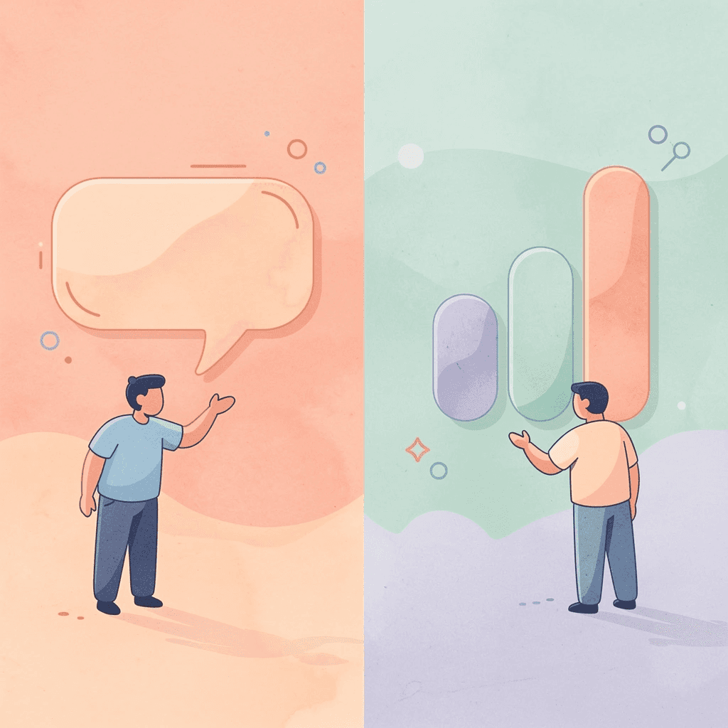 Split scene contrasting visible and hidden costs of manual processing