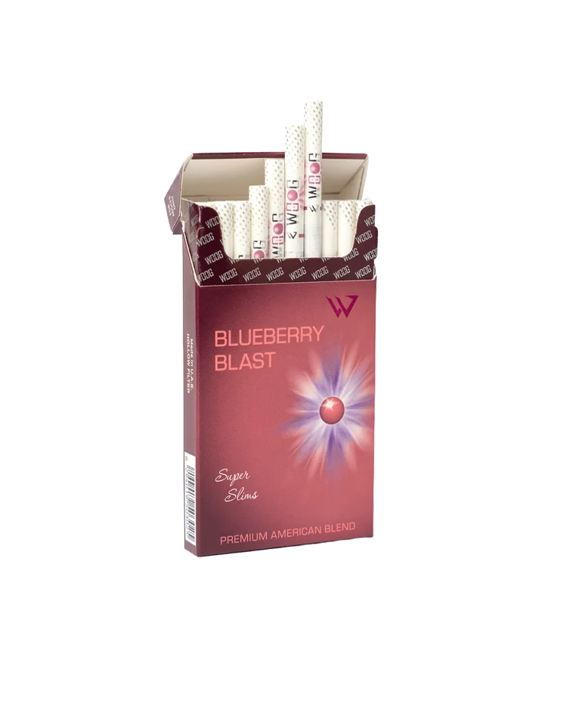 Woog blueberry blast cigarette pack.