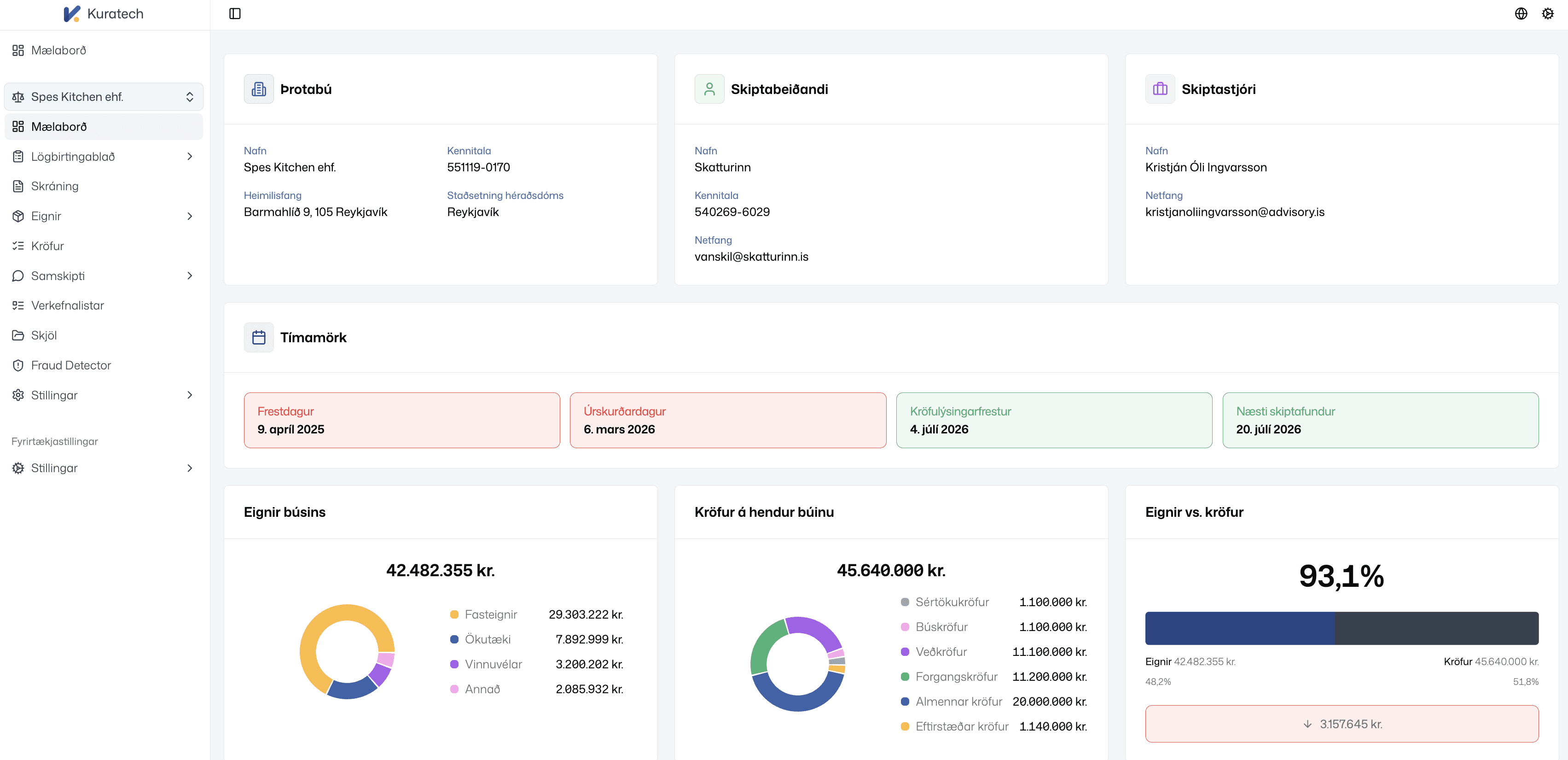 Business dashboard showing revenue, deals, customer list, growth chart, and new activity. 