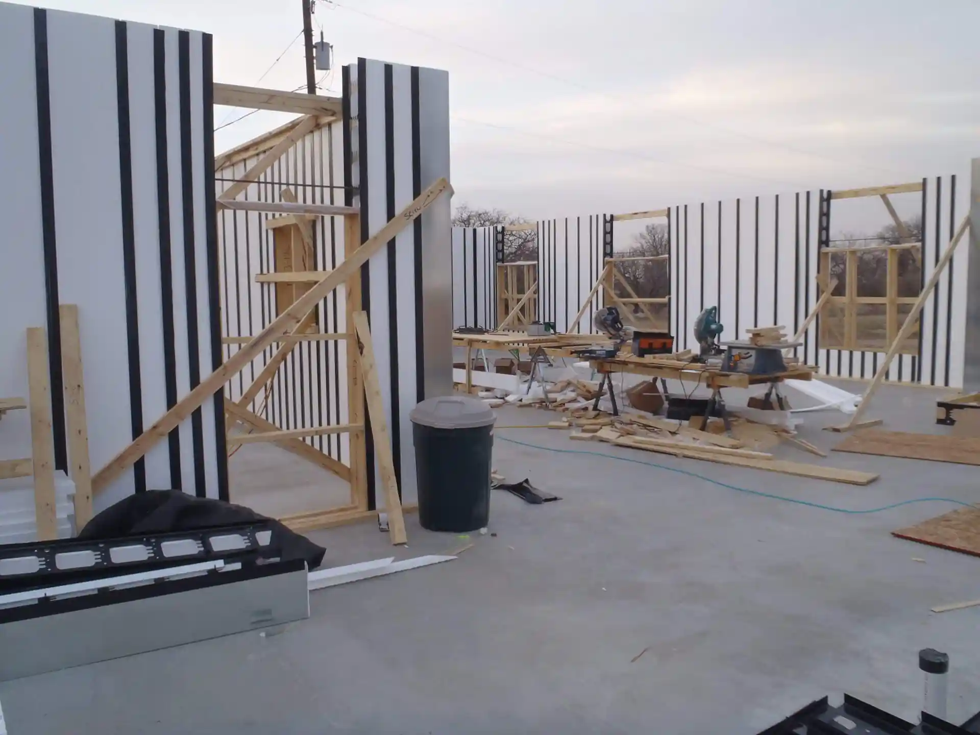A residential jobsite with vertical ICF panels as walls