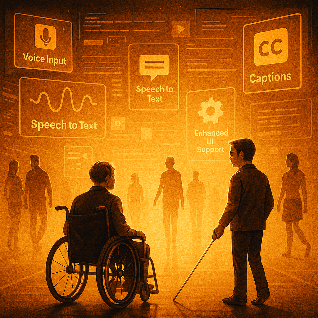 2 people surrounded by tools helping them to access the digital world