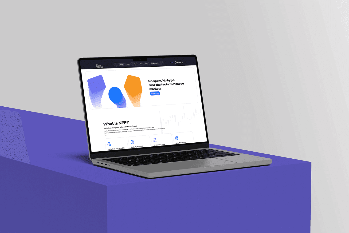 No Filter Finance product design and UX UI landing page