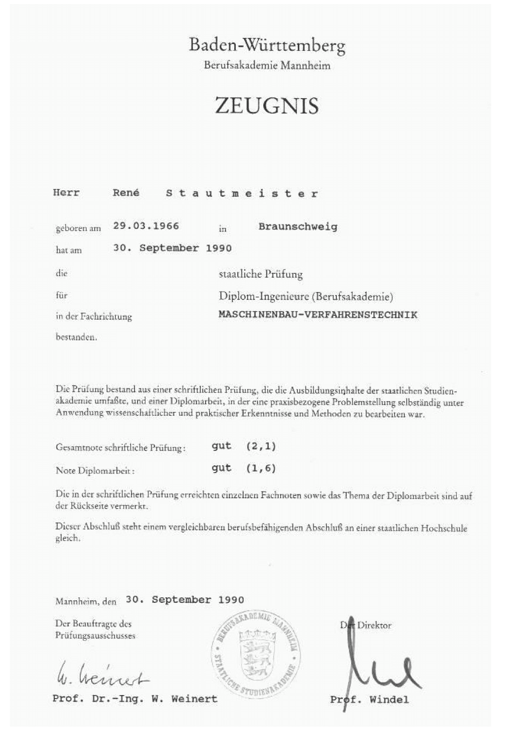 Zertifikat Diplomurkunde