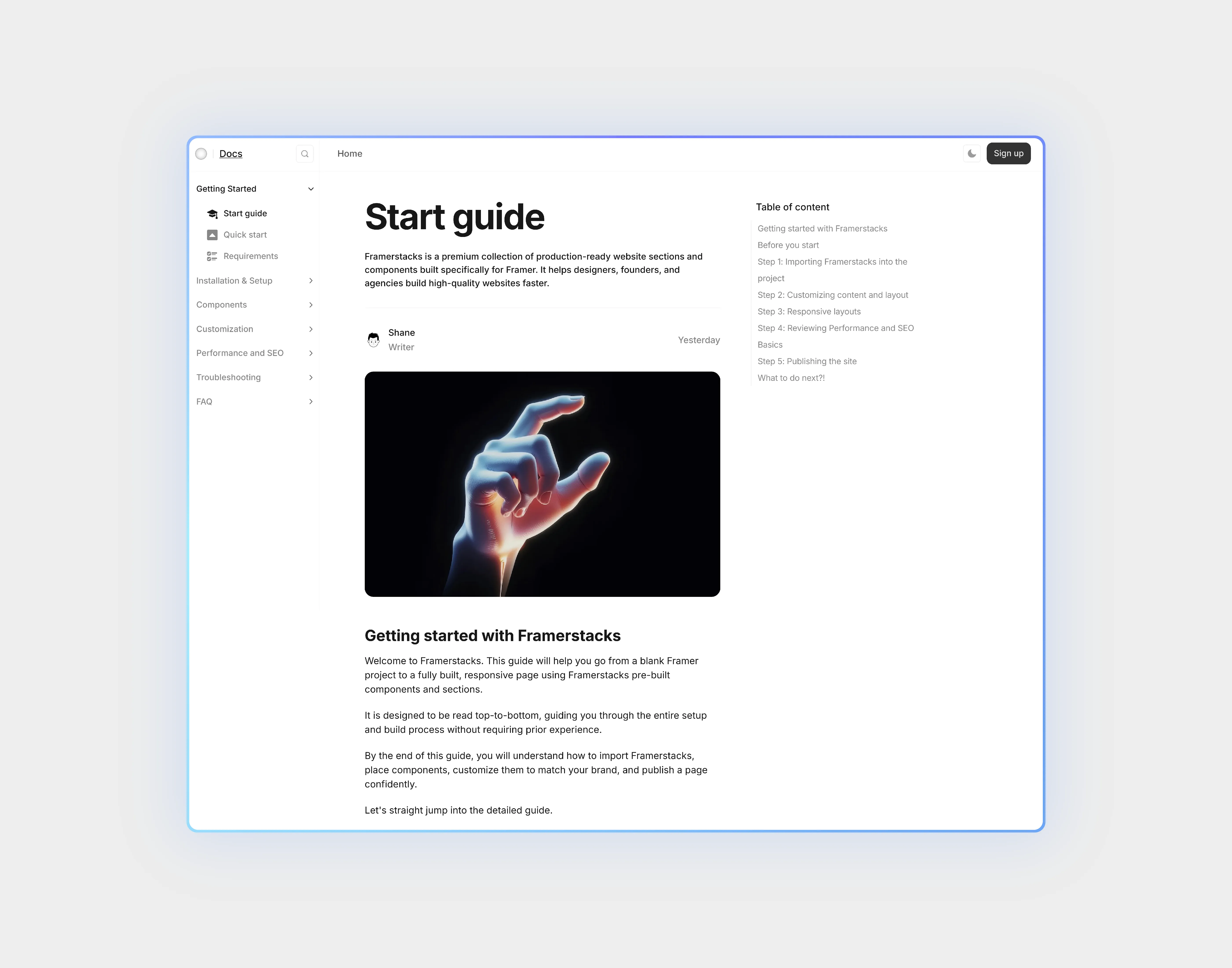 A light themed cms documentation details page UI, optimized for desktop devices