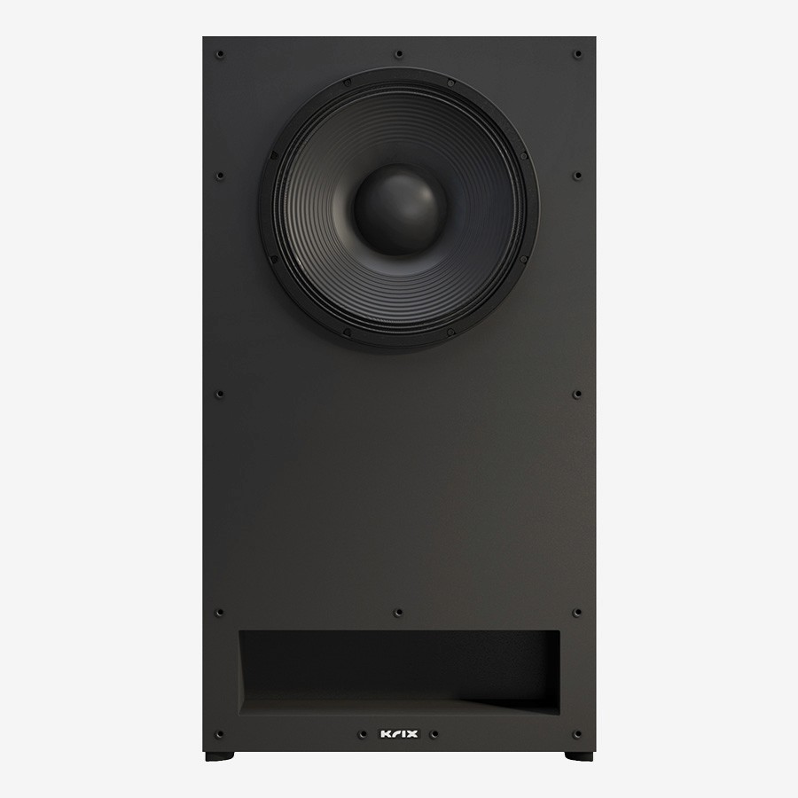Black speaker with large cone and vent