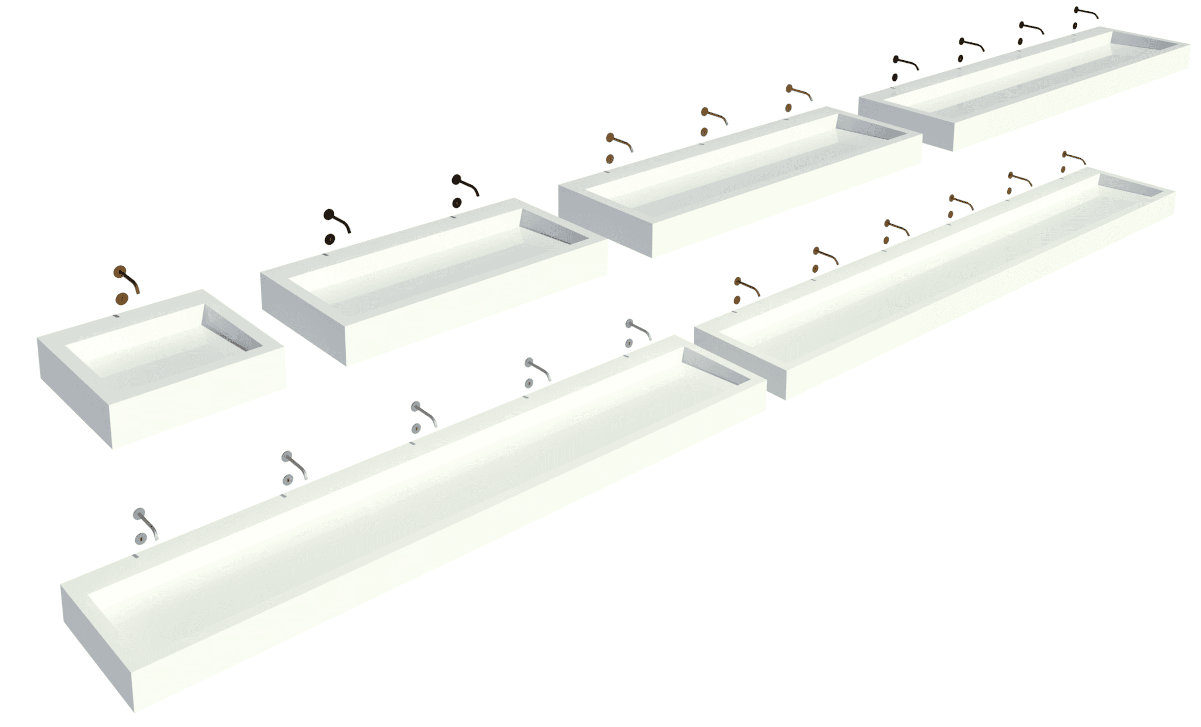 Monolith wash hand basin families with taps.