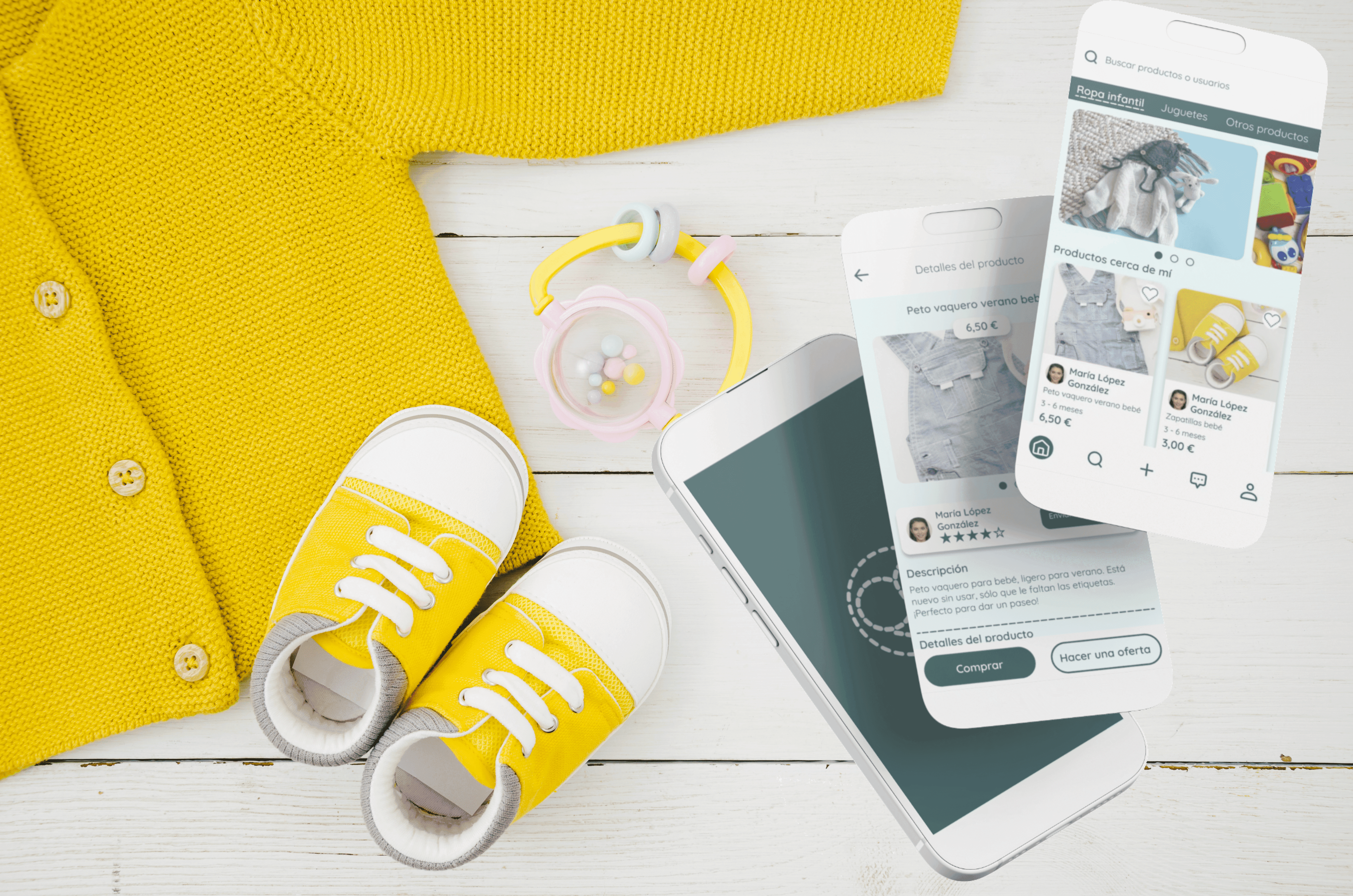 Mobile views presenting sales page and item details page view