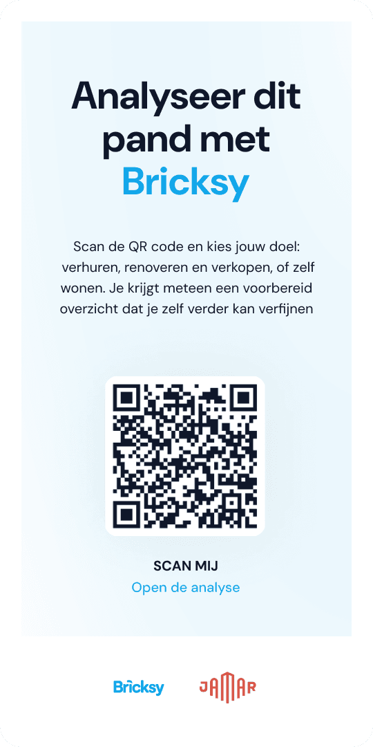 Bricksy scherm met aankoopkosten en totale projectkost van een woning.
