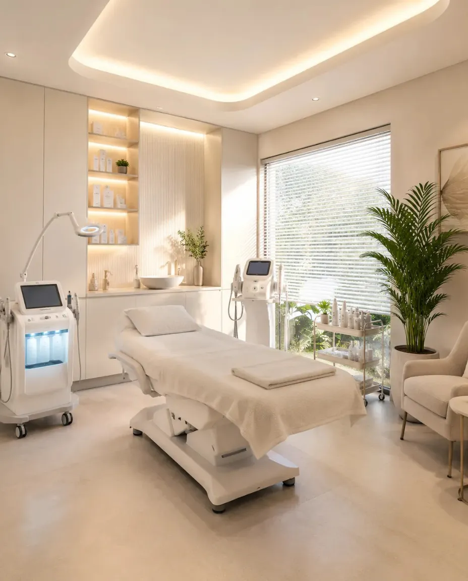 Woman receiving cosmetic skin treatment