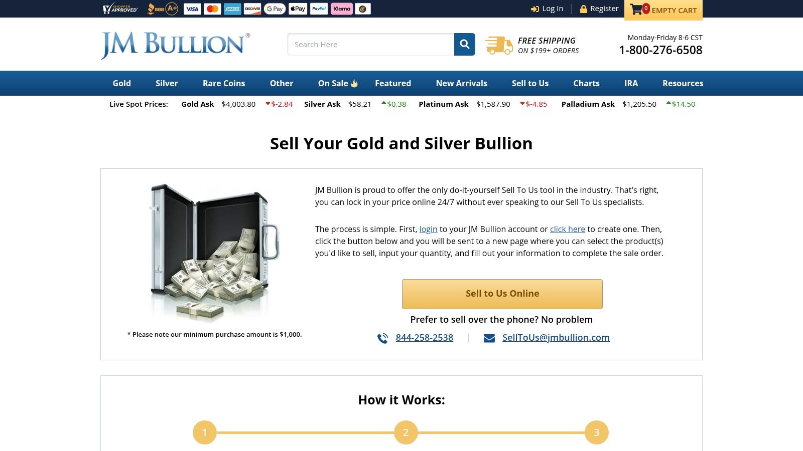 JM Bullion, Sell to Us