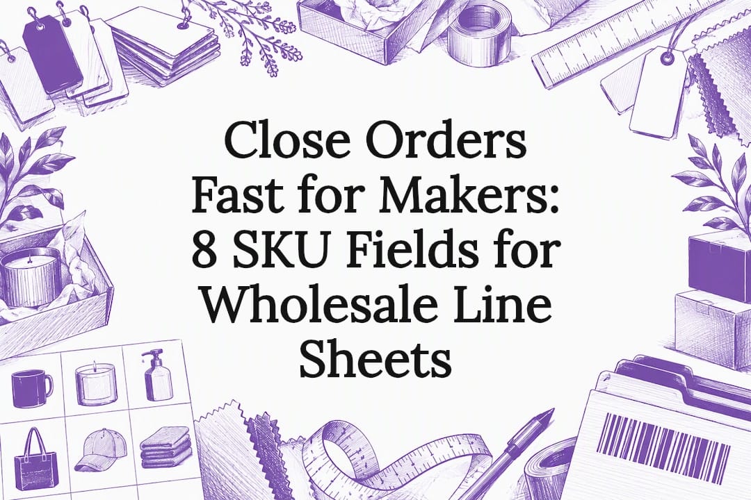 Decorative wholesale line sheet title card