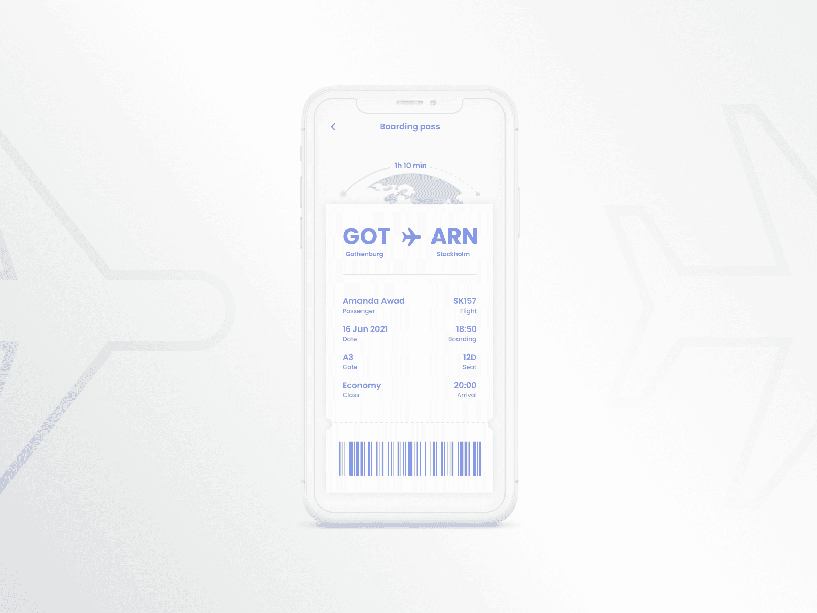 Mockup of a boarding pass.