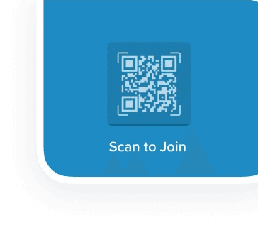 QR code on screen with Scan to Join prompt