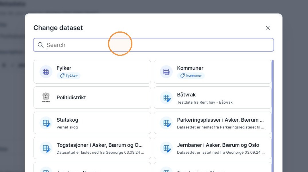 Steg 5: Filtrer etter relevante datasett.